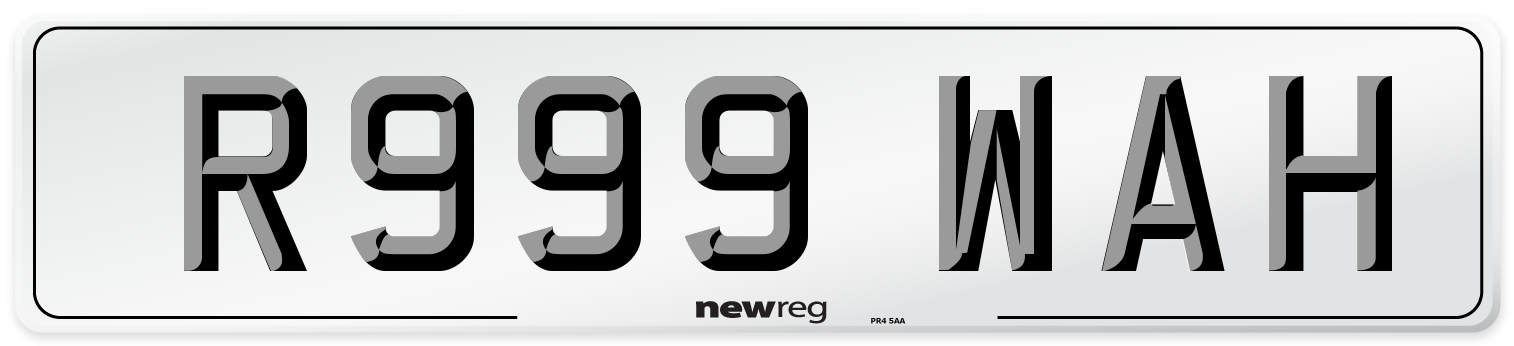 R999 WAH Number Plate from New Reg